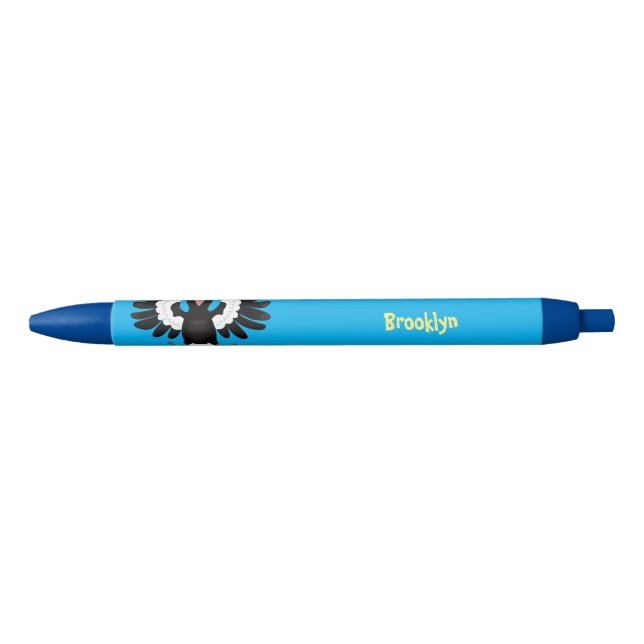 Stylo Noir Drôle dessin animé de Magpie australienne (Devant)