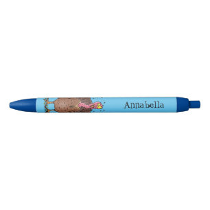 Stylo Noir Drôle dinde marron de la ferme avec des mouches de