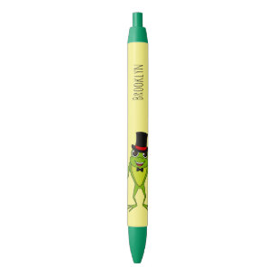 Stylo Noir Drôle grenouille avec chapeau dessus dessin animé