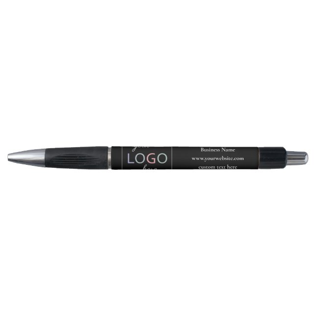 Stylo noir du logo de l'entreprise personnalisée (Devant)