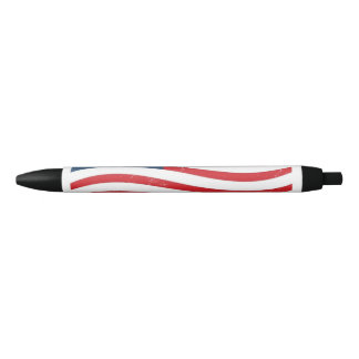 Stylo Noir Dynamic Patriotic Wave Ballpoint Pen - Elegant USA