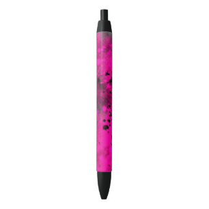 Stylo Noir Effet Retro Paint Splatter rose et noir