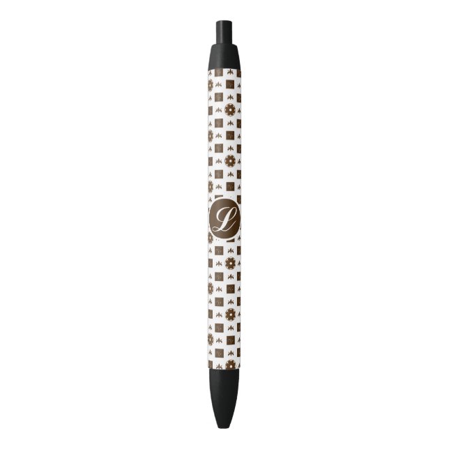 Stylo Noir Elegant and Classic Pattern Design Black Ink Pen (devant Vertical)