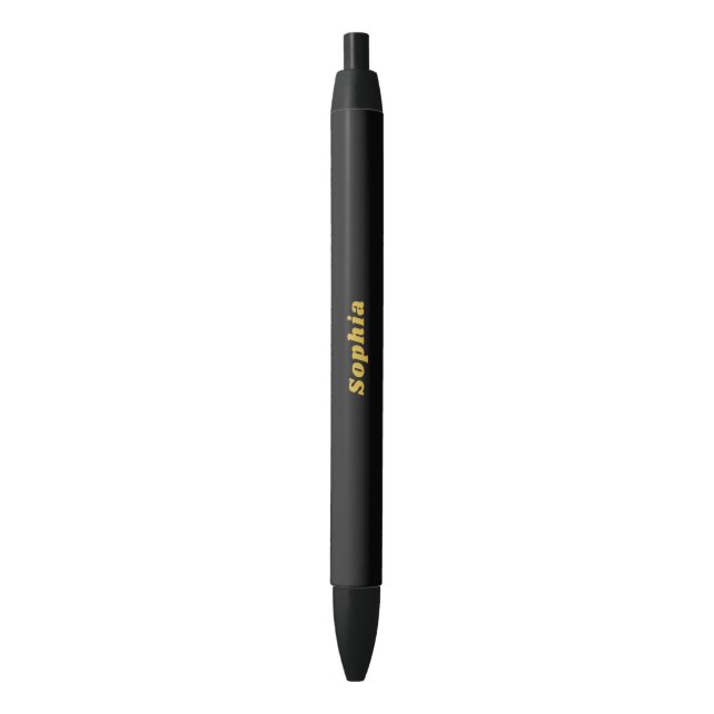 Stylo noir élégant avec nom personnalisé (devant Vertical)