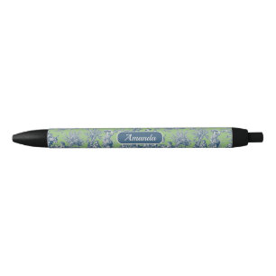 Stylo Noir Elégant bleu vintage toile de jouy