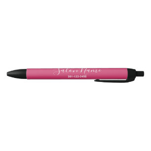 Stylo Noir Elégant Magenta avec White Script Nom du salon