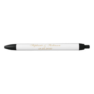 Stylo Noir Élégant Mariage noir blanc or