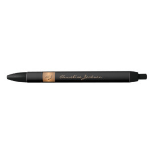 Stylo Noir Élégant monogrammed noir nom script classe