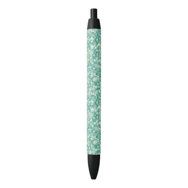 Stylo Noir Élégant Motif De Parties scintillant Vert Et Blanc (devant Vertical)