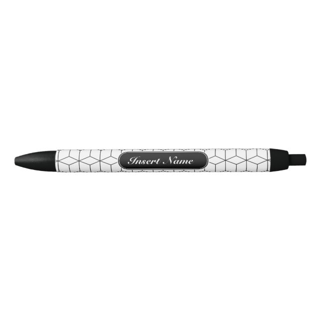 Stylo Noir Élégant Motif géométrique (Devant)