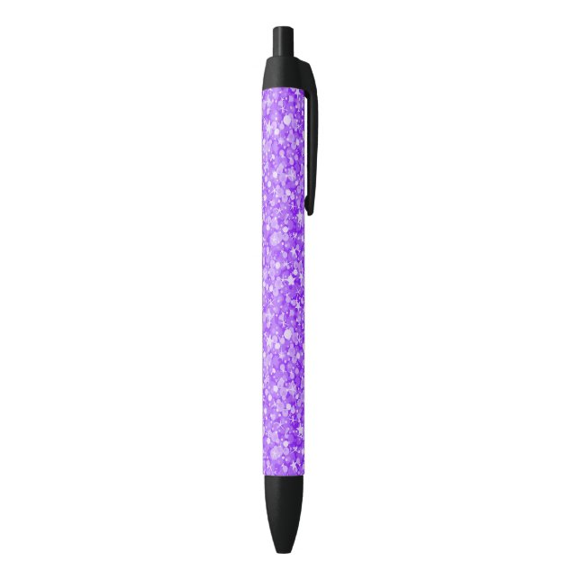 Stylo Noir Élégant Motif Parties scintillant violet et blanc (Bas (Vertical))