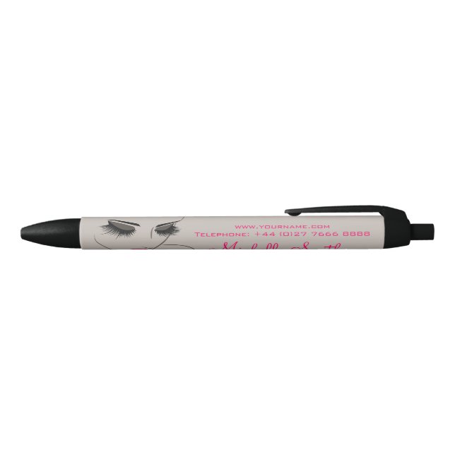 Stylo Noir Élégant rose et gris Lash Extension Salon de beaut (Haut)