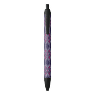 Stylo Noir Élégant tissu pourpre avec motif floral jaune