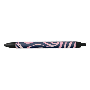 Stylo Noir Elégante Parties scintillant Rose or Zebra Blue Po