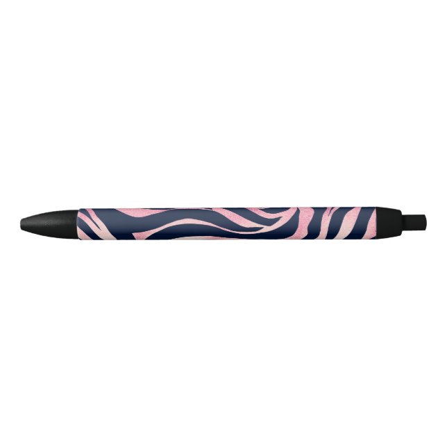 Stylo Noir Elégante Parties scintillant Rose or Zebra Blue Po (Devant)