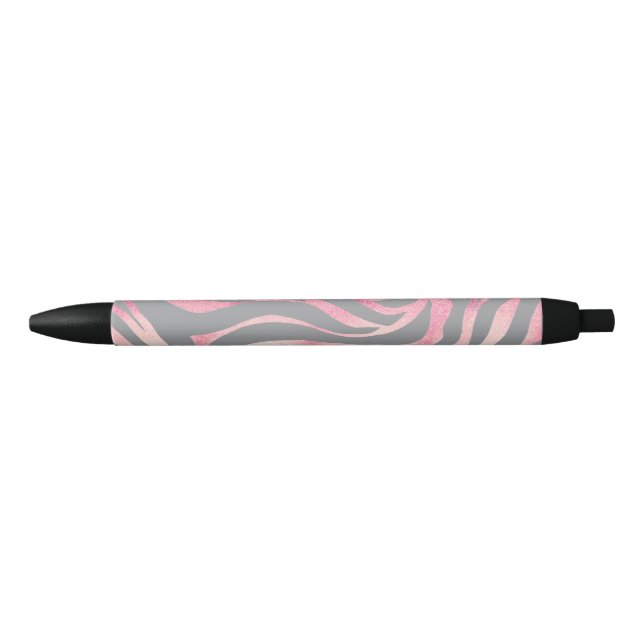 Stylo Noir Elégante Parties scintillant Rose or Zebra Grey Po (Devant)