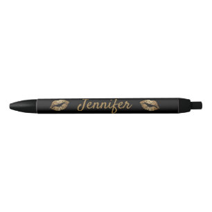 Stylo Noir élégantes lèvres modernes personnalisées en or noi