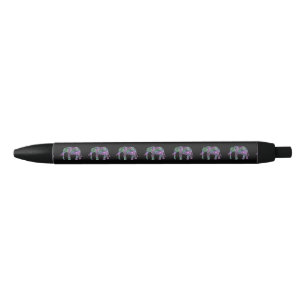 Stylo Noir éléphant au néon floral tribal coloré minimali