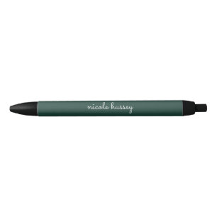 Stylo Noir Émeraude verte   Moderne Monogramme élégant