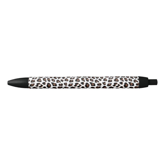 Stylo Noir Empreinte de léopard blanc (Devant)