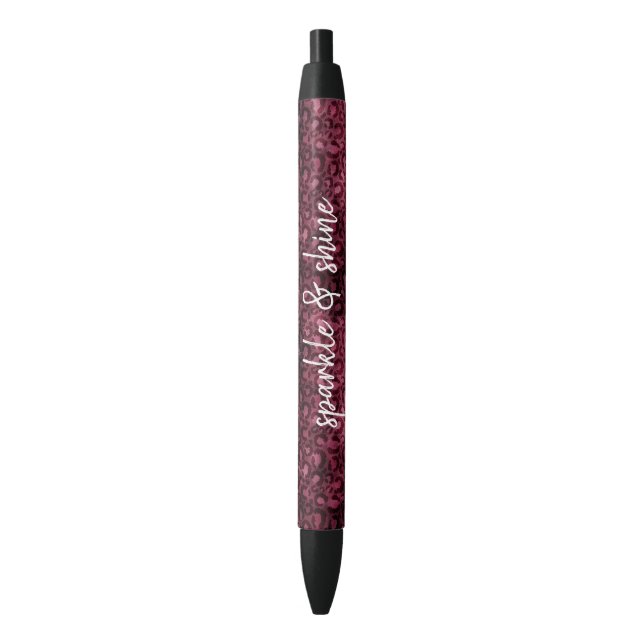 Stylo Noir Empreinte de léopard de Glam Burgundy (devant Vertical)