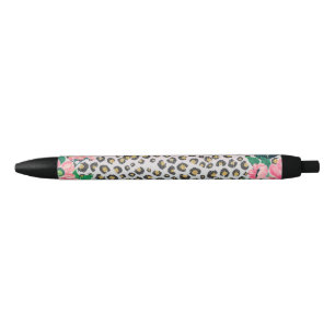 Stylo Noir Empreinte de léopard de Parties scintillant flora