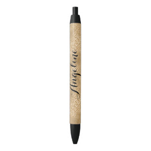 Stylo Noir Empreinte de léopard Gold Glam personnalisé