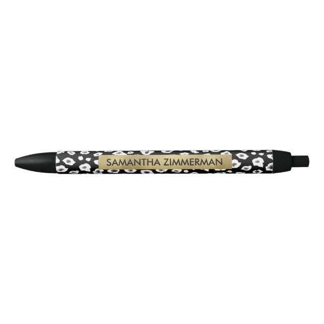 Stylo Noir Empreinte de léopard noir (Devant)