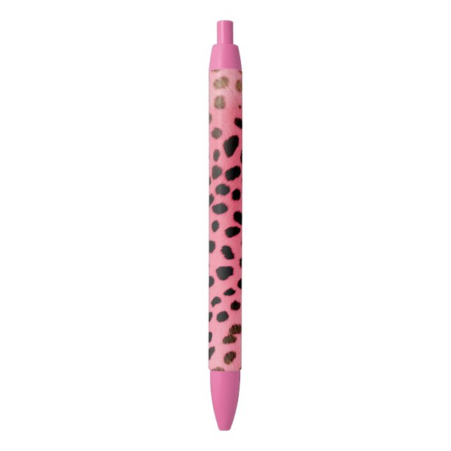 Stylo Noir Empreinte de léopard noir rose Abstrait (devant Vertical)