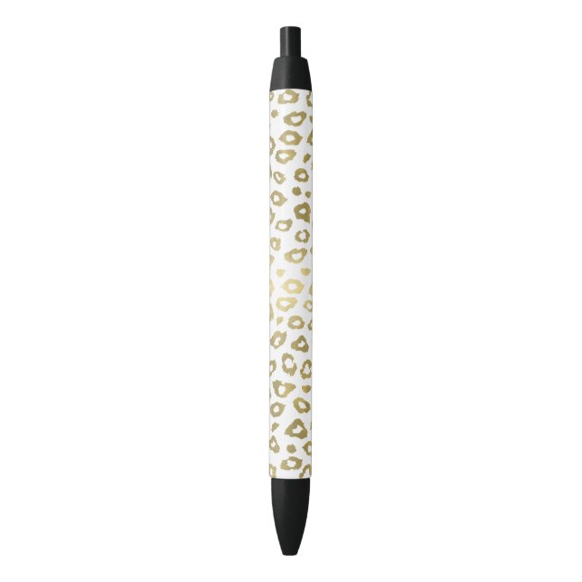 Stylo Noir Empreinte de léopard Ombre blanc or (devant Vertical)