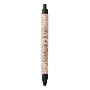 Stylo Noir Empreinte de léopard Peach Rose Gold Blush Pink Gl