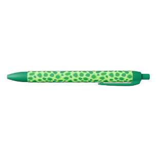 Stylo Noir Empreinte de léopard - Tons de Lime Vert