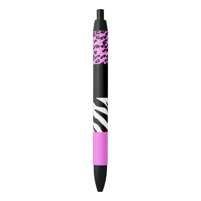 Stylo Noir Empreinte de léopard, Zebra Print, Poster de anima (devant Vertical)