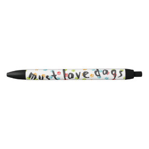 Stylo Noir Empreintes de pattes de chien amusant mignon Motif