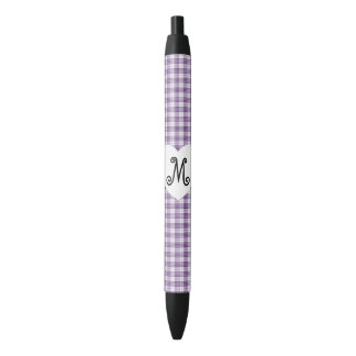 Stylo Noir En vichy pourpre avec un coeur