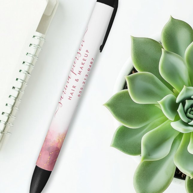 Stylo Noir Encre Aquarelle Liquide D'Art Moderne Rose Et Or R (Créateur téléchargé)