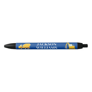 Stylo Noir Enfants Construction Véhicule Custom Boys Nom