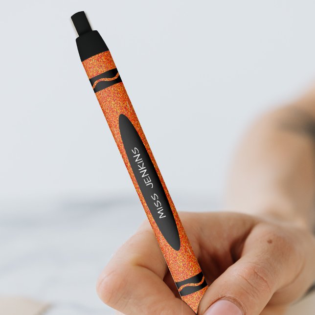 Stylo Noir Enseignant Orange Crayon (Orange Crayon Teacher Black Ink Pen)