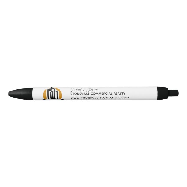 Stylo Noir Entreprise Immobilier Commercial Simple Chic Perso (Devant)