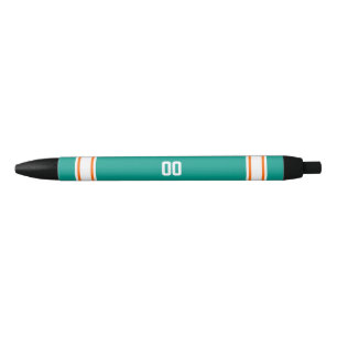 Stylo Noir Équipe de football d'Aqua, orange et blanche