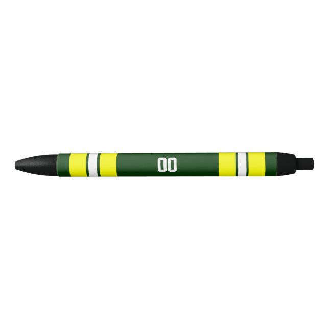 Stylo Noir Équipe de football verte et jaune personnalisée (Devant)