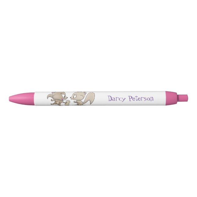 Stylo Noir Equipe mignonne avec dessin animé d'arachide (Devant)