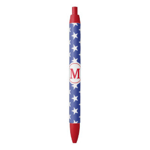 Stylo Noir Étoiles patriotiques monogrammes