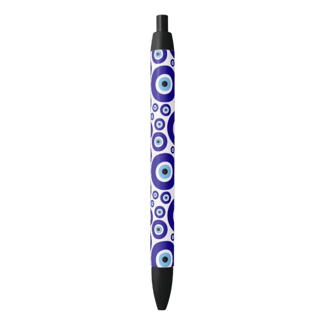 Stylo Noir Evil Eye Pattern, Greek Eye, Turkish Eye, Nazar (devant Vertical)