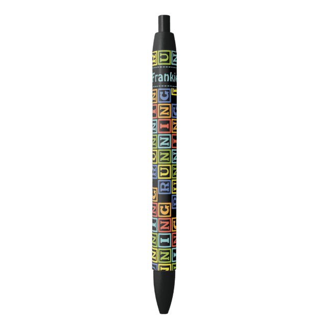 Stylo Noir Exécution de l'écriture du nom personnalisé motif (devant Vertical)