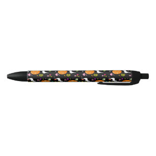 Stylo Noir Fantôme et Citrouille