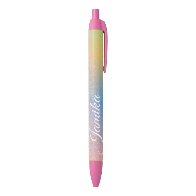 Stylo Noir Faux Parties scintillant Pink Pastel Ombre Rainbow (Bas (Vertical))