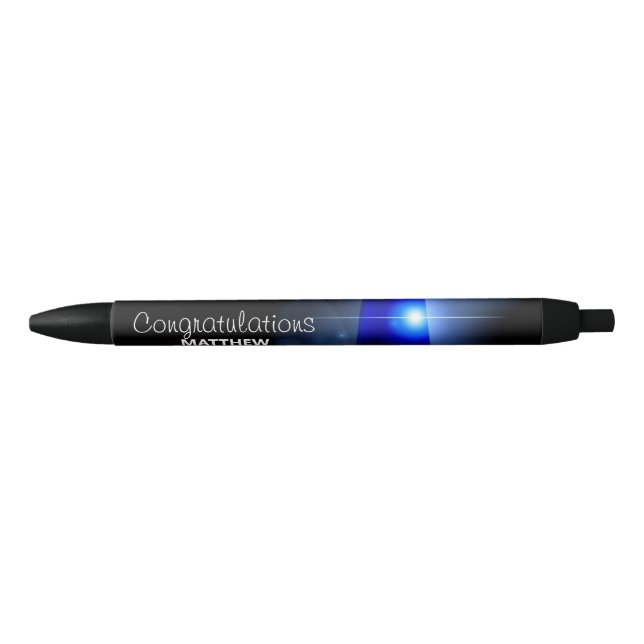 Stylo Noir Félicitations de la police Sirène bleue (Devant)