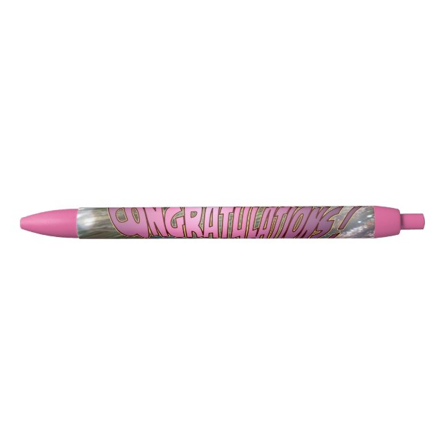 Stylo Noir Félicitations Peacock Pink Graduation Pen (Devant)