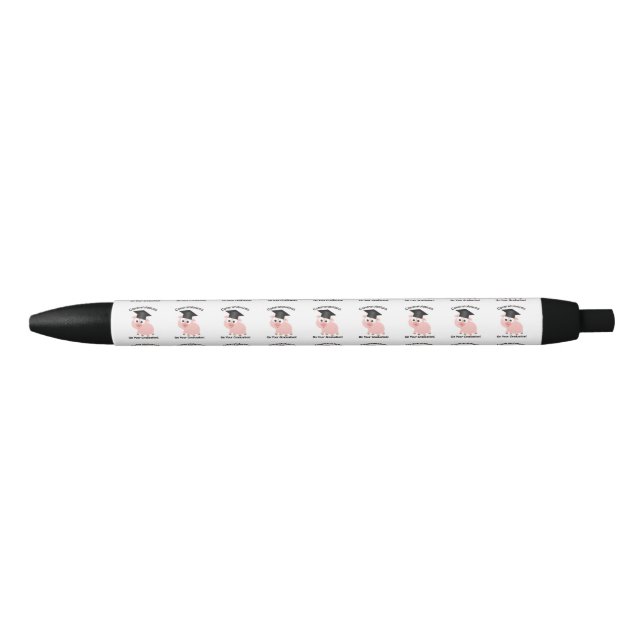 Stylo Noir Félicitations pour votre diplôme ! Pig (Devant)